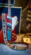 1968 Navajo Thinline whiskey suede guitar strap