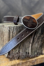 Blue Bell Leather Belt - The Chaman Dark Brown