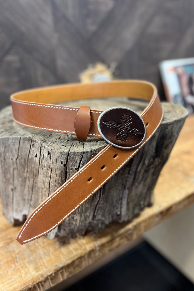 Blue Bell Leather Belt - The Chaman Mid Brown