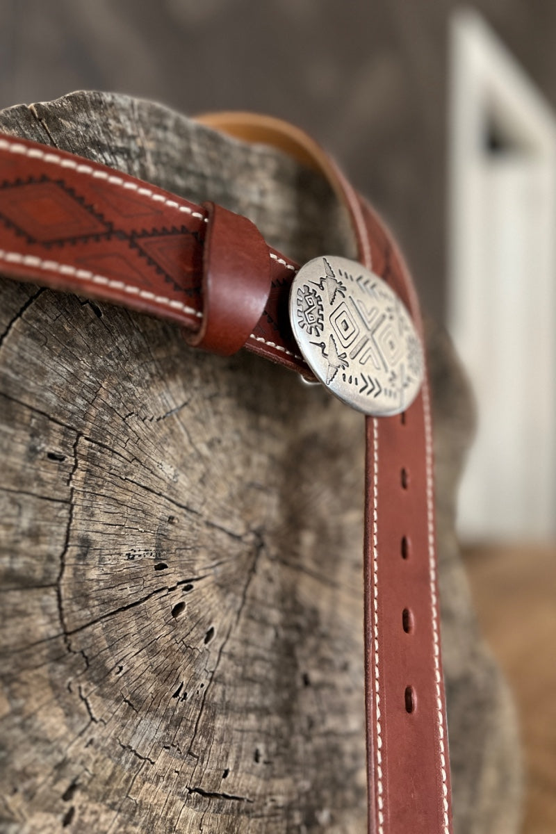 Blue Bell Leather Belt - The Mohicano Mid Brown