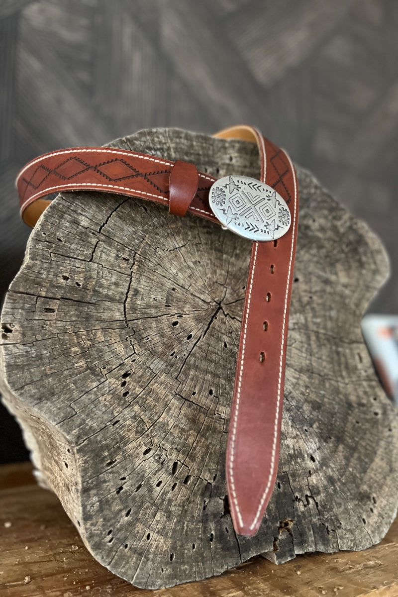 Blue Bell Leather Belt - The Mohicano Mid Brown