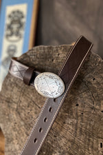 Blue Bell Leather Belt - The Mohicano Dark Brown