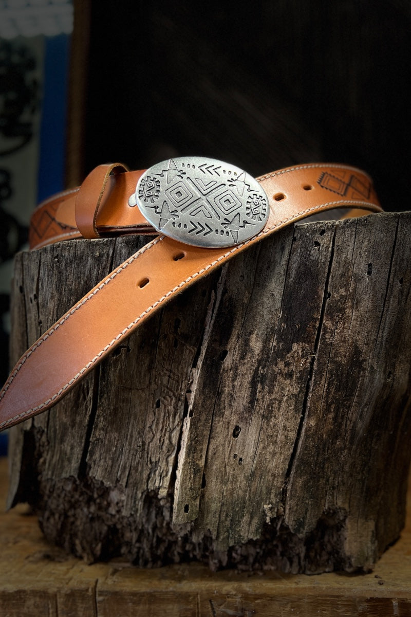 Blue Bell Leather Belt - The Mohicano Tweed